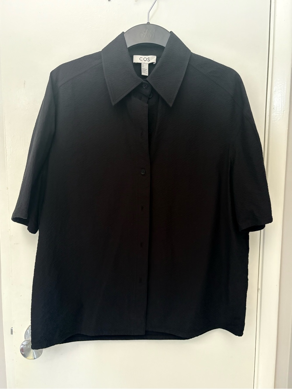 COS Women’s Black Textured Short Sleeve Shirt size US 8
